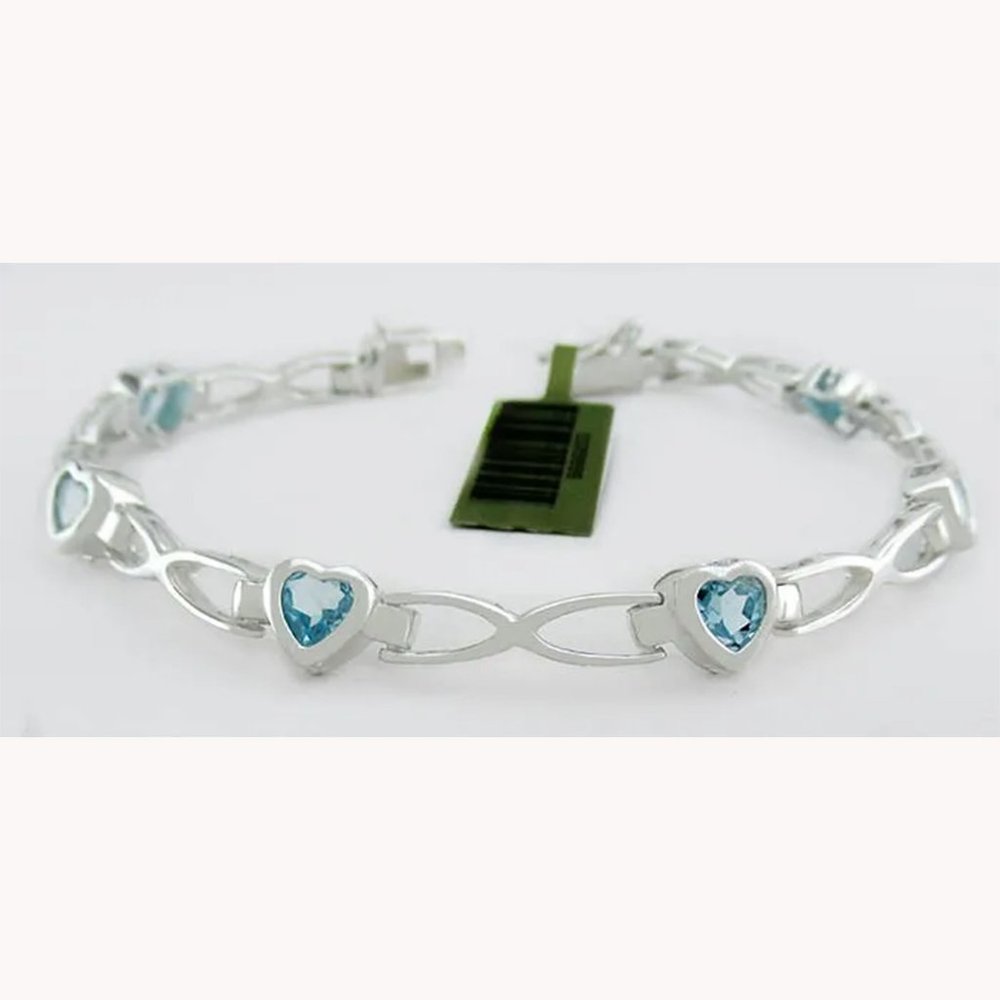 Genuine 2.86 Cts Aquamarine Bracelet .925 Silver